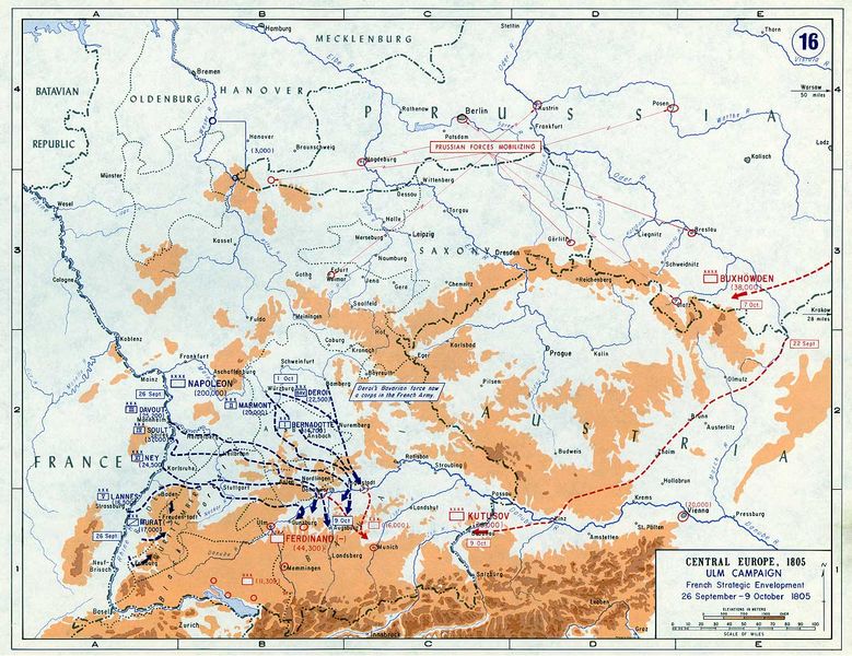 Mapa kampani pod Ulm